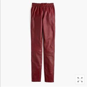 J crew collection wine colored leather pant